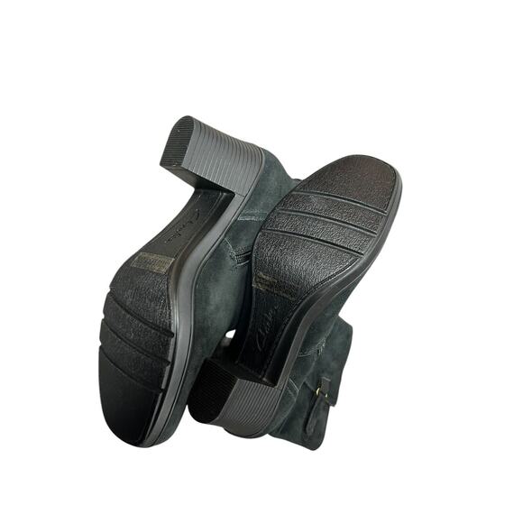 Clarks Bendables 39384 Black‎ Suede Leather Zip Mid Calf Boots Womens Size 7.5 W - Picture 2 of 6